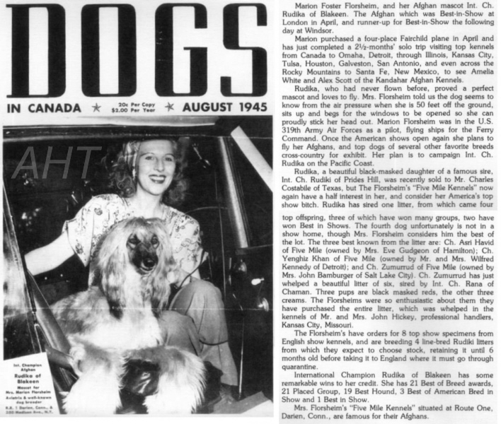 http://www.afghanhoundtimes.com DOGS N CANADA MARION FLORSHEIM 1945