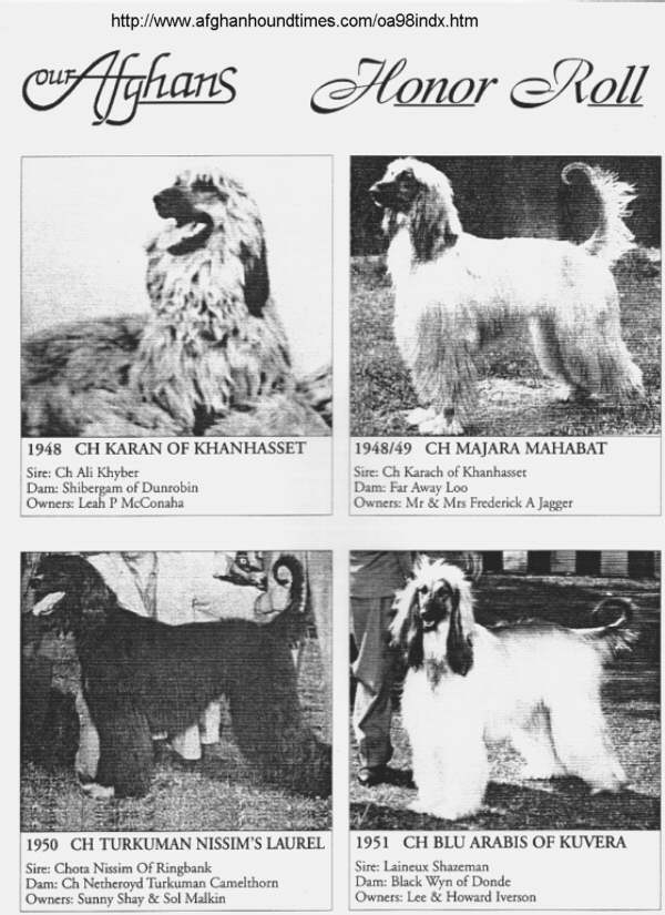 Our Afghans - AHCA Speciality Winners 1948 - 1951