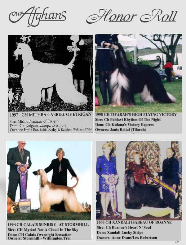 Our Afghans - AHCA Speciality Winners 1997 - 2011