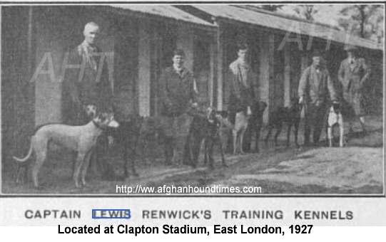 http://www.afghanhoundtimes.com Photo Capt. Renwick's Greyhound Kennel, Clapton Stadium, London 1927