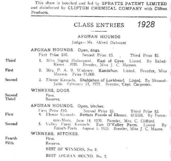 Afghan Hound Times - Westminster Kennel Club 1927